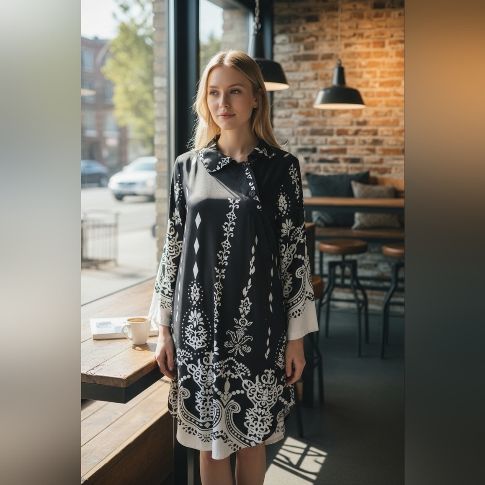 Elegant Black and White Women's Dress